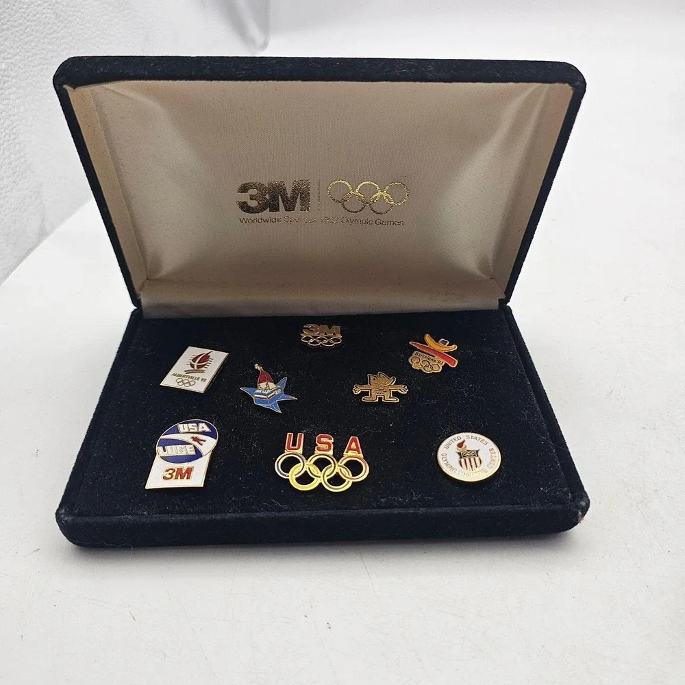 Vintage USA Olympic Pin Set One Size Multi-Color Barcelona 1992 Running 3M